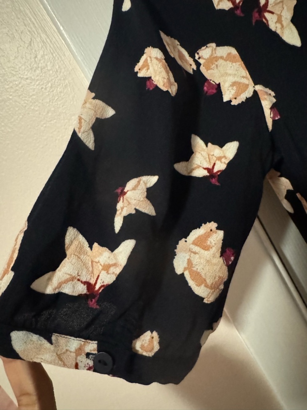 ba&sh Marine Navy Magnolia Floral Mini Dress Button Front Cinched Waist: US 6 - Picture 7 of 7